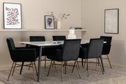 Venture Design Jimmy & Petra Rektangulära Matbord 195 x 90 Vit + Matstolar Svart