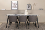 Venture Design Jimmy & Velvet Rektangulära Matbord 195 x 90 Vit + Matstolar 2-pack Grå