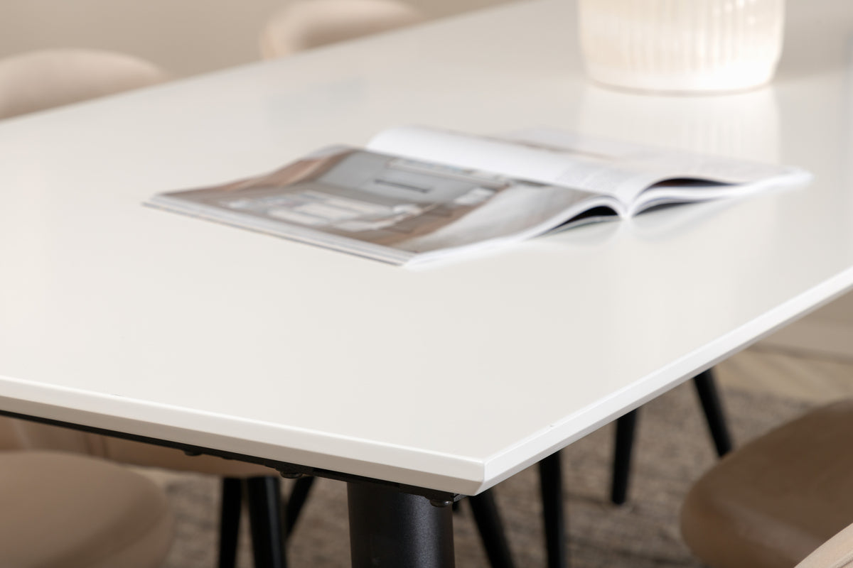 Venture Design Jimmy & Velvet Matbord 90 x 195 + Matstolar Beige