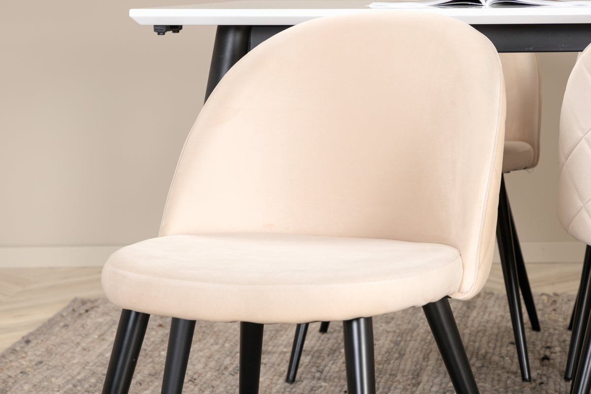 Venture Design Jimmy & Velvet Matbord 90 x 195 + Matstolar Beige
