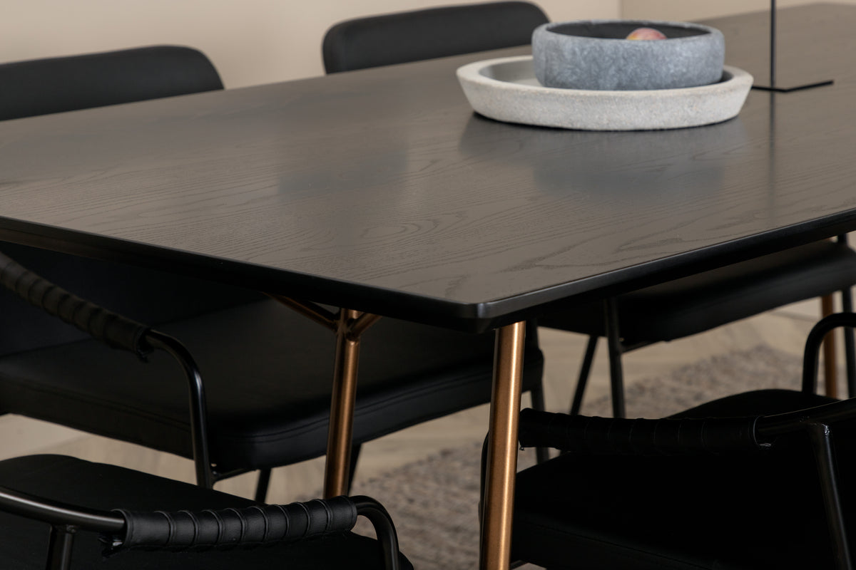 Venture Design Petra & Tvist Matbord 90x190 + Matstolar Svart