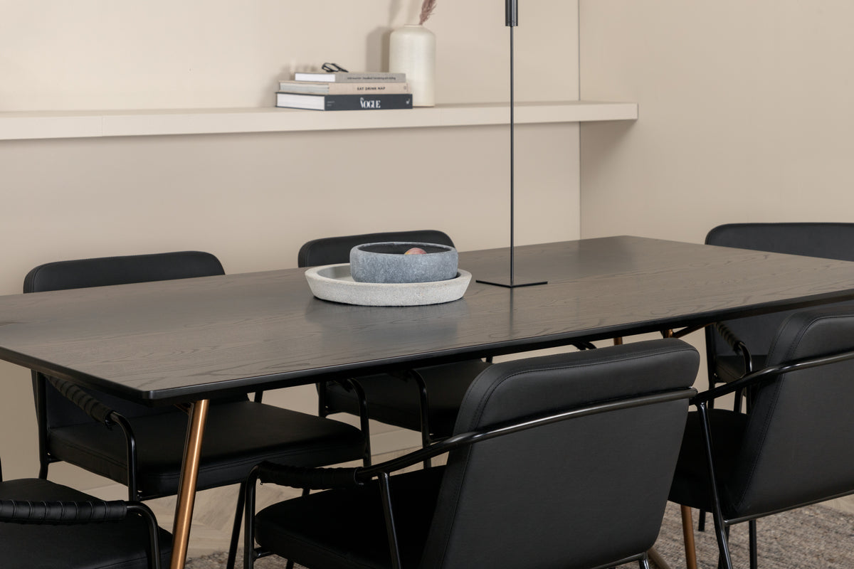 Venture Design Petra & Tvist Matbord 90x190 + Matstolar Svart