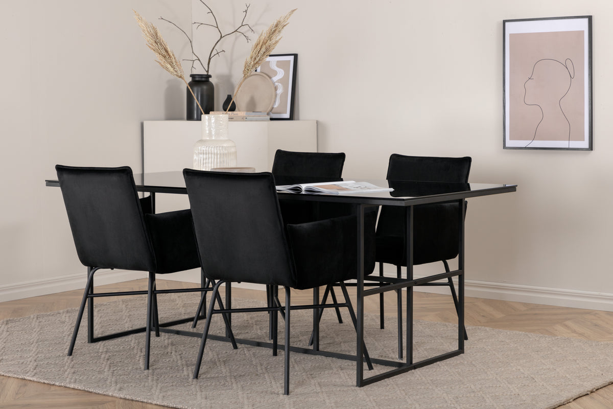 Venture Design Petra & Leif Matstolar Svart + Matbord 90x200