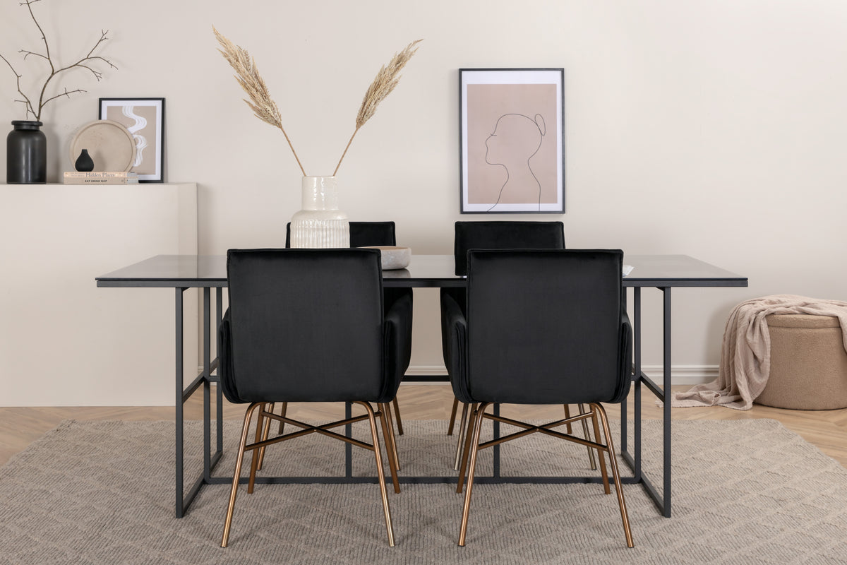 Venture Design Petra & Leif Matstolar Svart + Matbord 90x200
