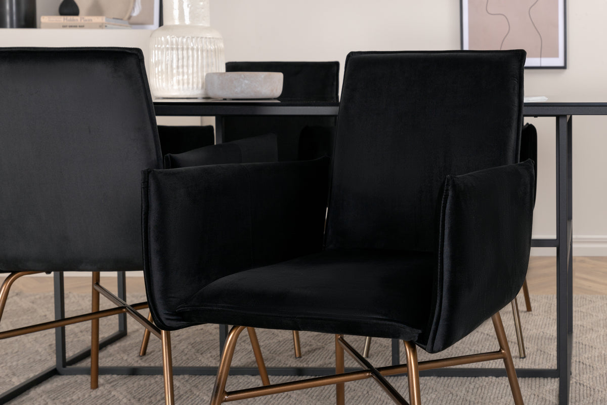 Venture Design Petra & Leif Matstolar Svart + Matbord 90x200