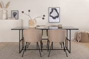 Venture Design Berit & Leif Matstolar Beige + Rektangulära Matbord 200 x 90 Svart