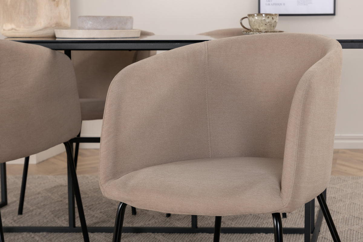 Venture Design Berit & Leif Matstolar Beige + Rektangulära Matbord 200 x 90 Svart