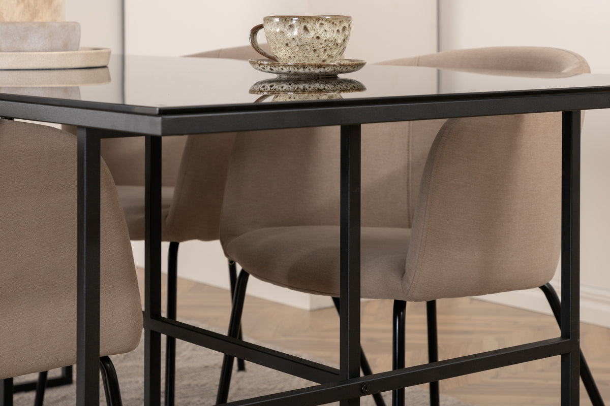 Venture Design Berit & Leif Matstolar Beige + Rektangulära Matbord 200 x 90 Svart
