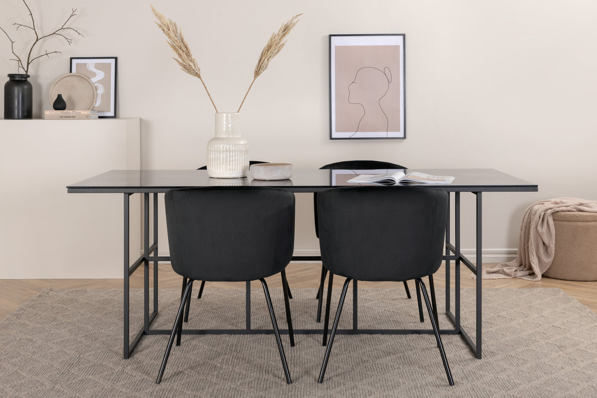 Venture Design Berit & Leif Matstolar Svart + Matbord 90x200
