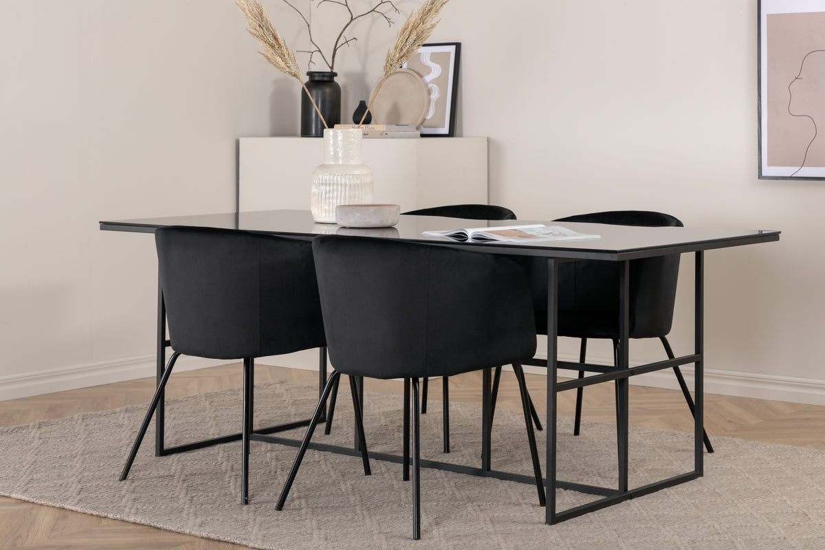 Venture Design Berit & Leif Matstolar Svart + Matbord 90x200
