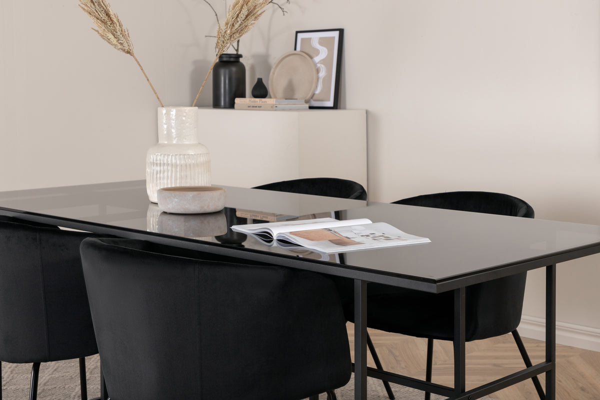 Venture Design Berit & Leif Matstolar Svart + Matbord 90x200