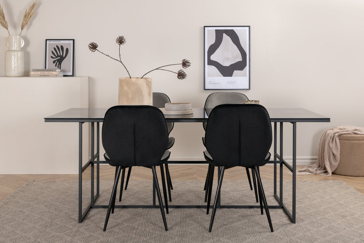 Venture Design Emma & Leif Matstolar Grå + Matbord 90x200