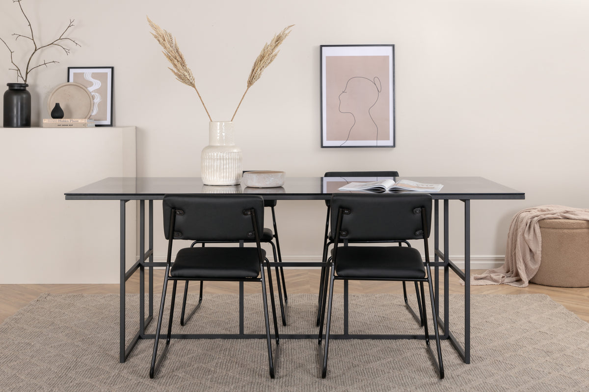 Venture Design Kenth & Leif Matstolar Svart + Matbord 90x200
