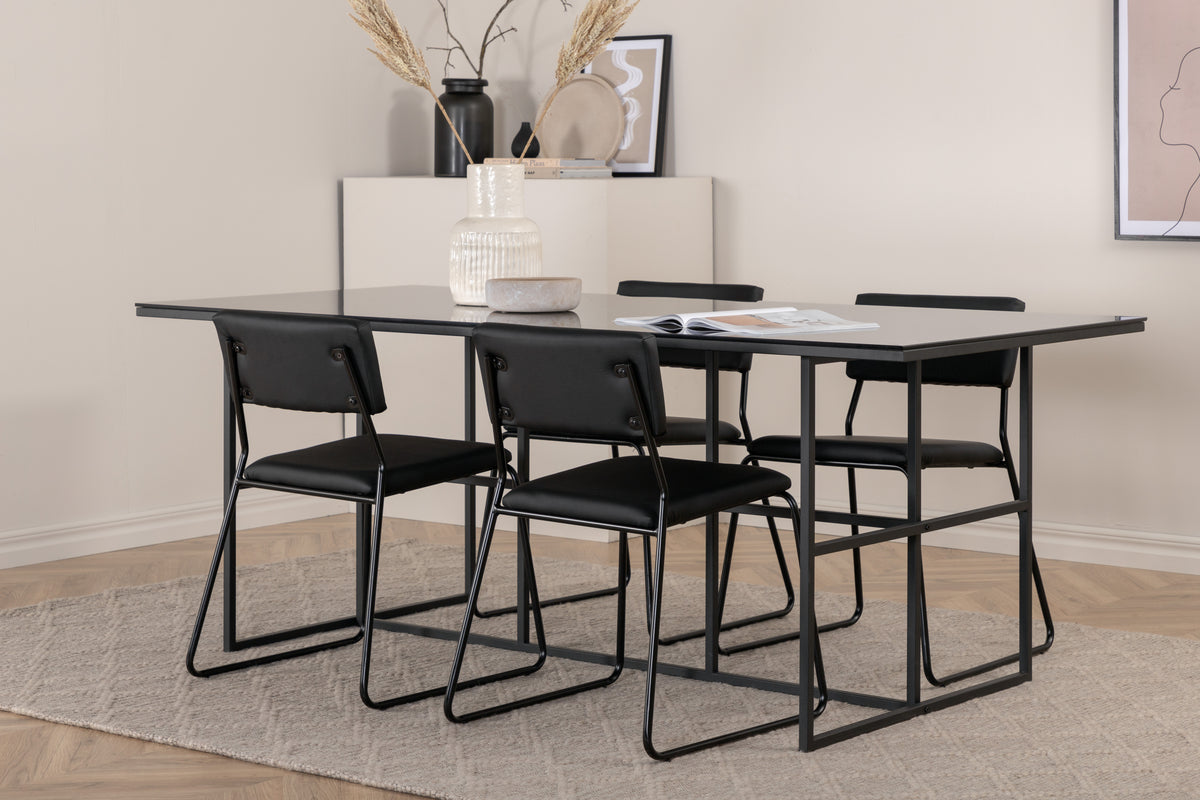 Venture Design Kenth & Leif Matstolar Svart + Matbord 90x200
