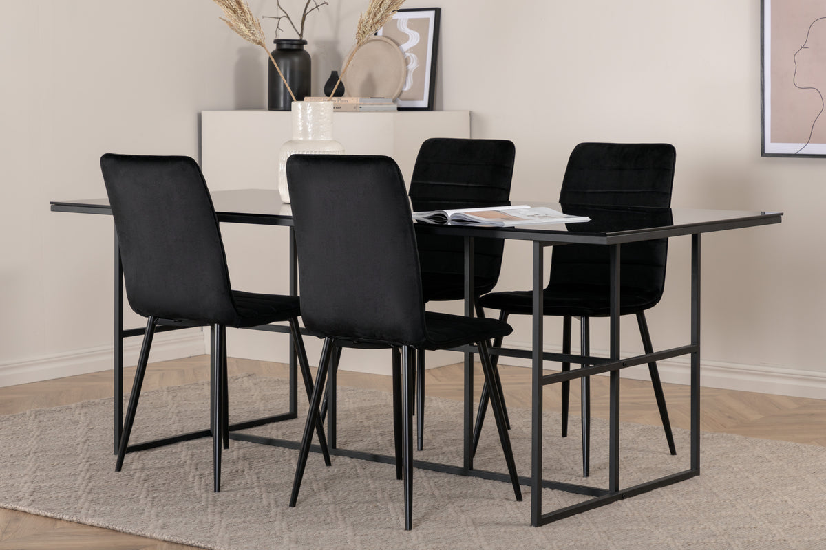 Venture Design Leif & Windu Matbord 90x200 + Matstolar Svart