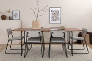Venture Design Kenth & Uno Matstolar 2-pack Grå + Rektangulära Matbord 200 x 90 Natur