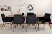 Venture Design Petra & Uno Matstolar Svart + Rektangulära Matbord 200 x 90 Natur