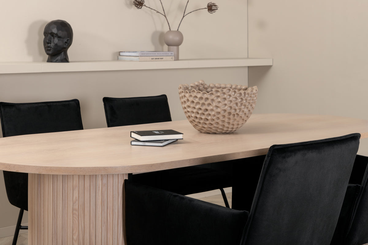 Venture Design Petra & Bianca Matstolar Svart + Matbord 90x200