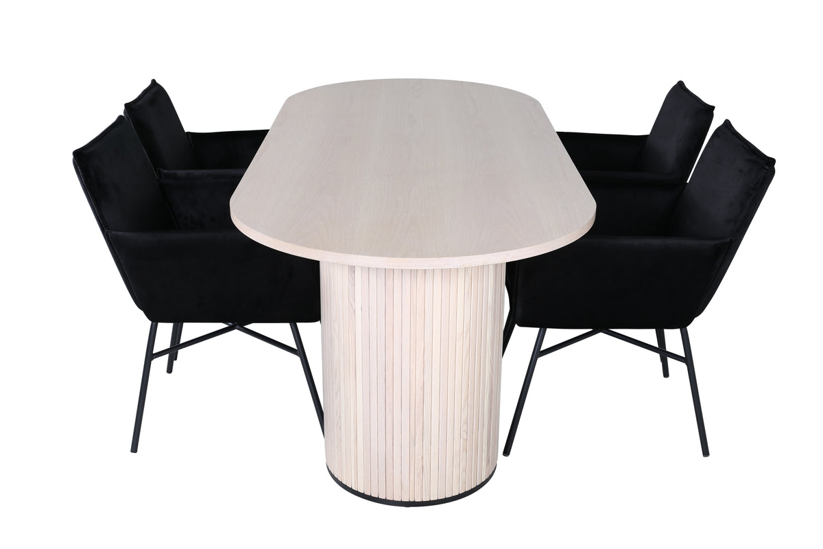 Venture Design Petra & Bianca Matstolar Svart + Matbord 90x200