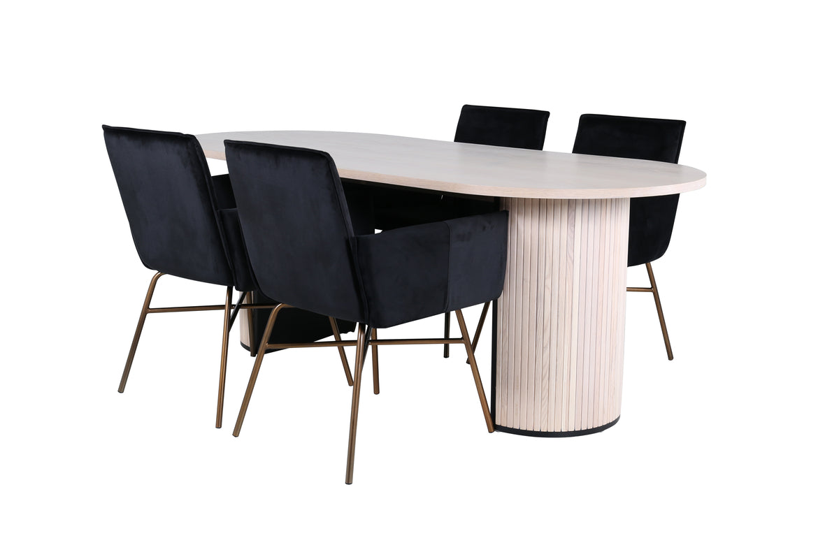 Venture Design Petra & Bianca Matstolar Svart + Matbord 90x200