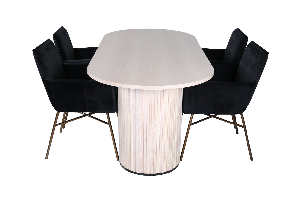 Venture Design Petra & Bianca Matstolar Svart + Matbord 90x200