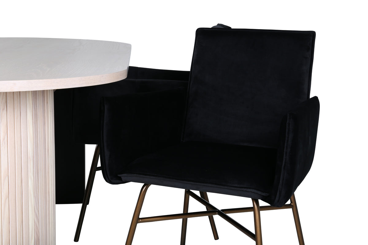 Venture Design Petra & Bianca Matstolar Svart + Matbord 90x200