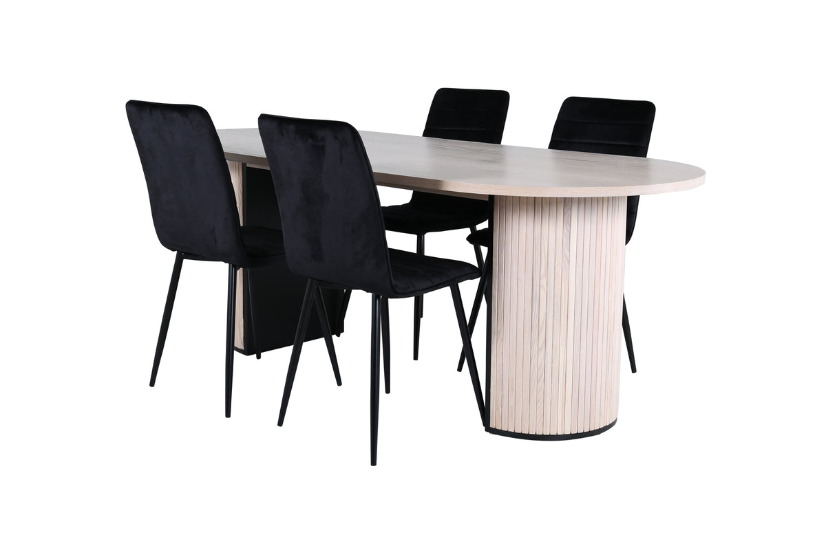 Venture Design Bianca & Windu Matbord 90x200 + Matstolar Svart