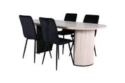 Venture Design Bianca & Windu Matbord 90x200 + Matstolar Svart