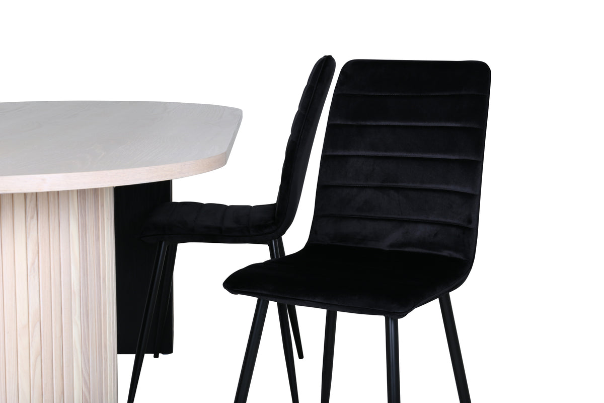Venture Design Bianca & Windu Matbord 90x200 + Matstolar Svart