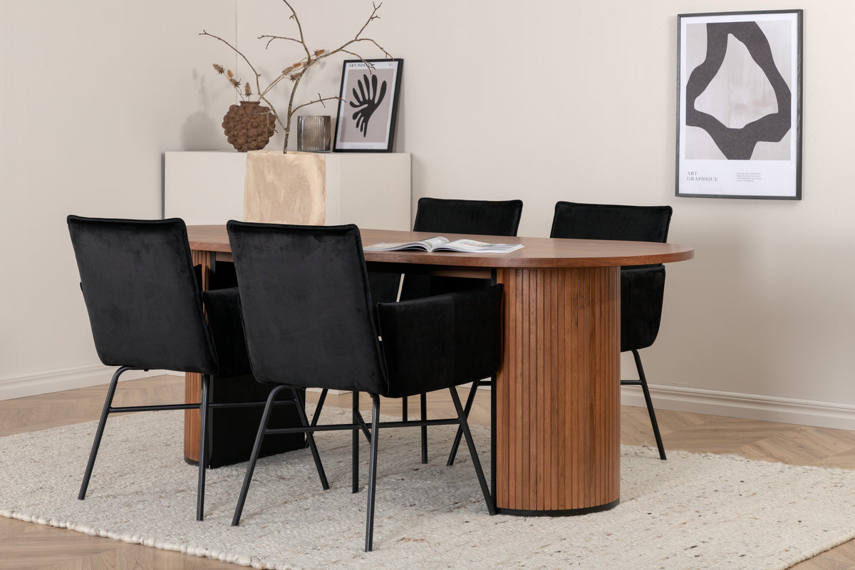 Venture Design Petra & Bianca Matstolar Svart + Matbord 90x200