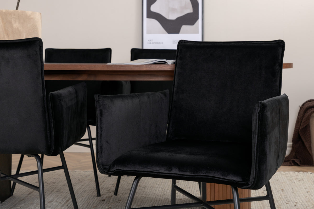 Venture Design Petra & Bianca Matstolar Svart + Matbord 90x200