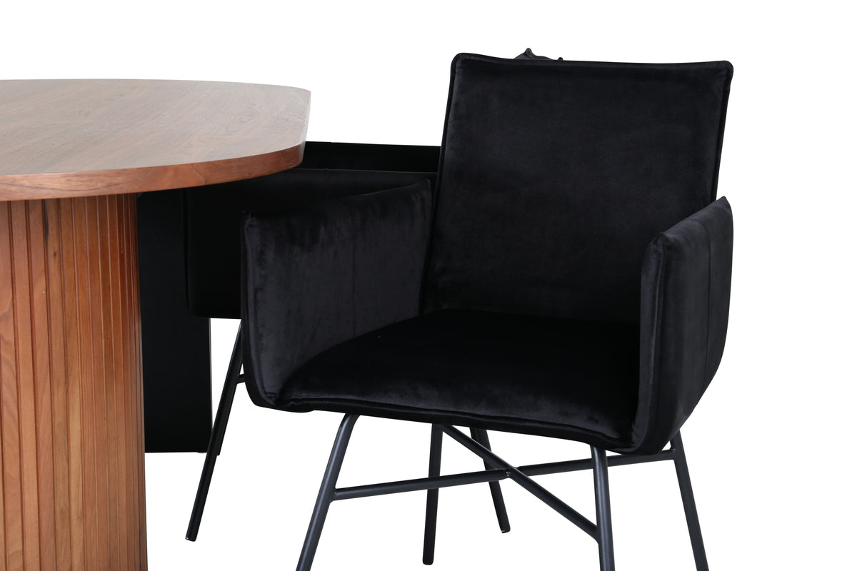Venture Design Petra & Bianca Matstolar Svart + Matbord 90x200
