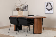 Venture Design Tvist & Bianca Matstolar 2-pack Svart + Ovala Matbord 200 x 90 Valnöt