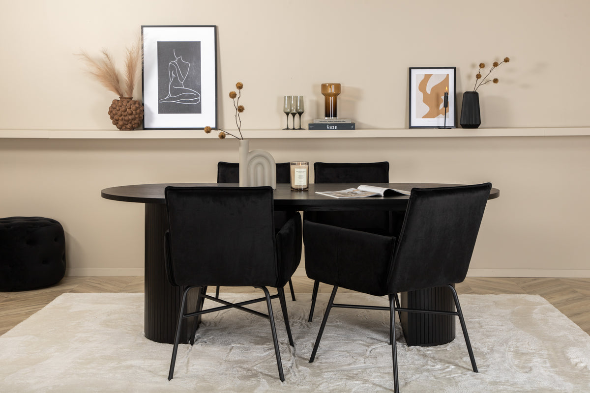 Venture Design Petra & Bianca Matstolar Svart + Matbord 90x200