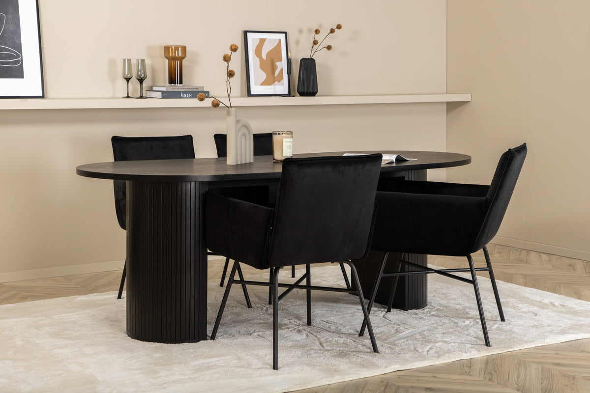 Venture Design Petra & Bianca Matstolar Svart + Matbord 90x200