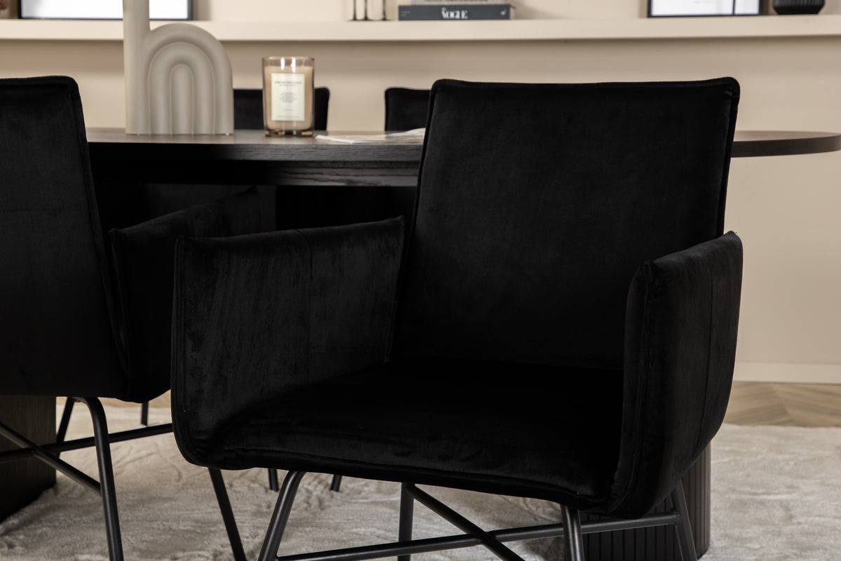 Venture Design Petra & Bianca Matstolar Svart + Matbord 90x200