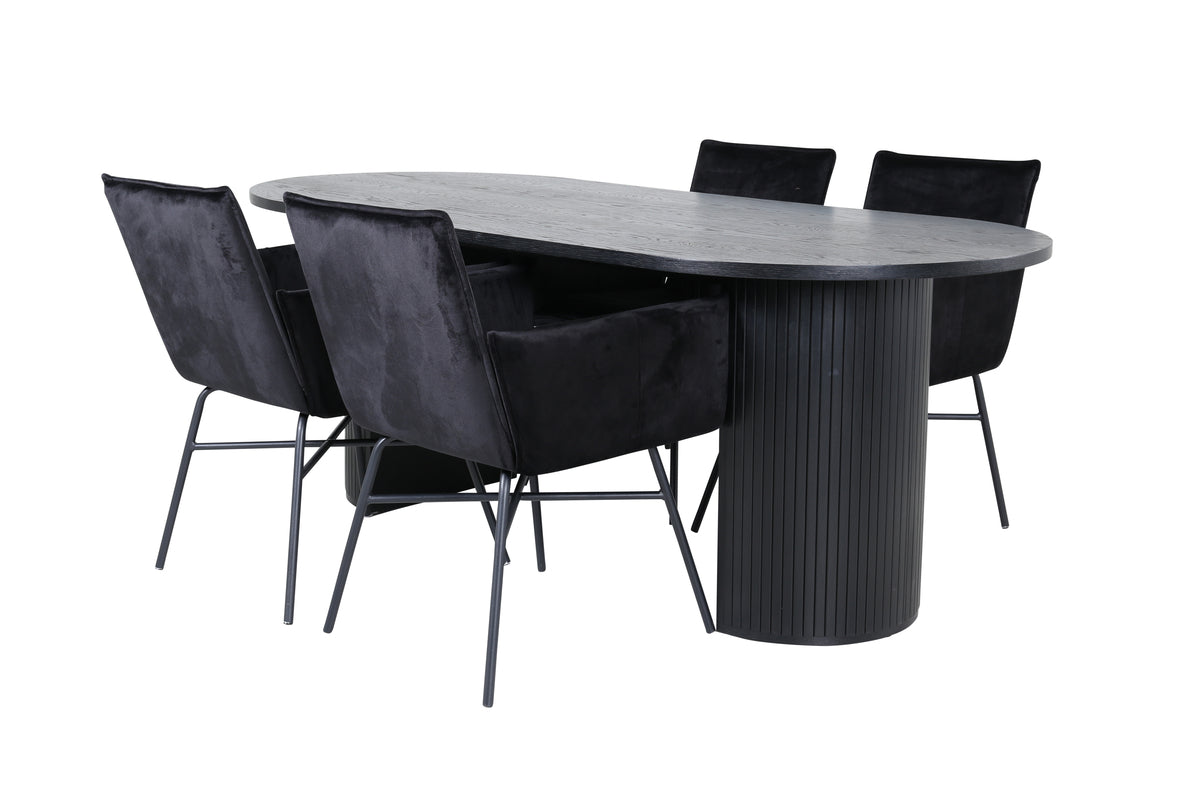 Venture Design Petra & Bianca Matstolar Svart + Matbord 90x200