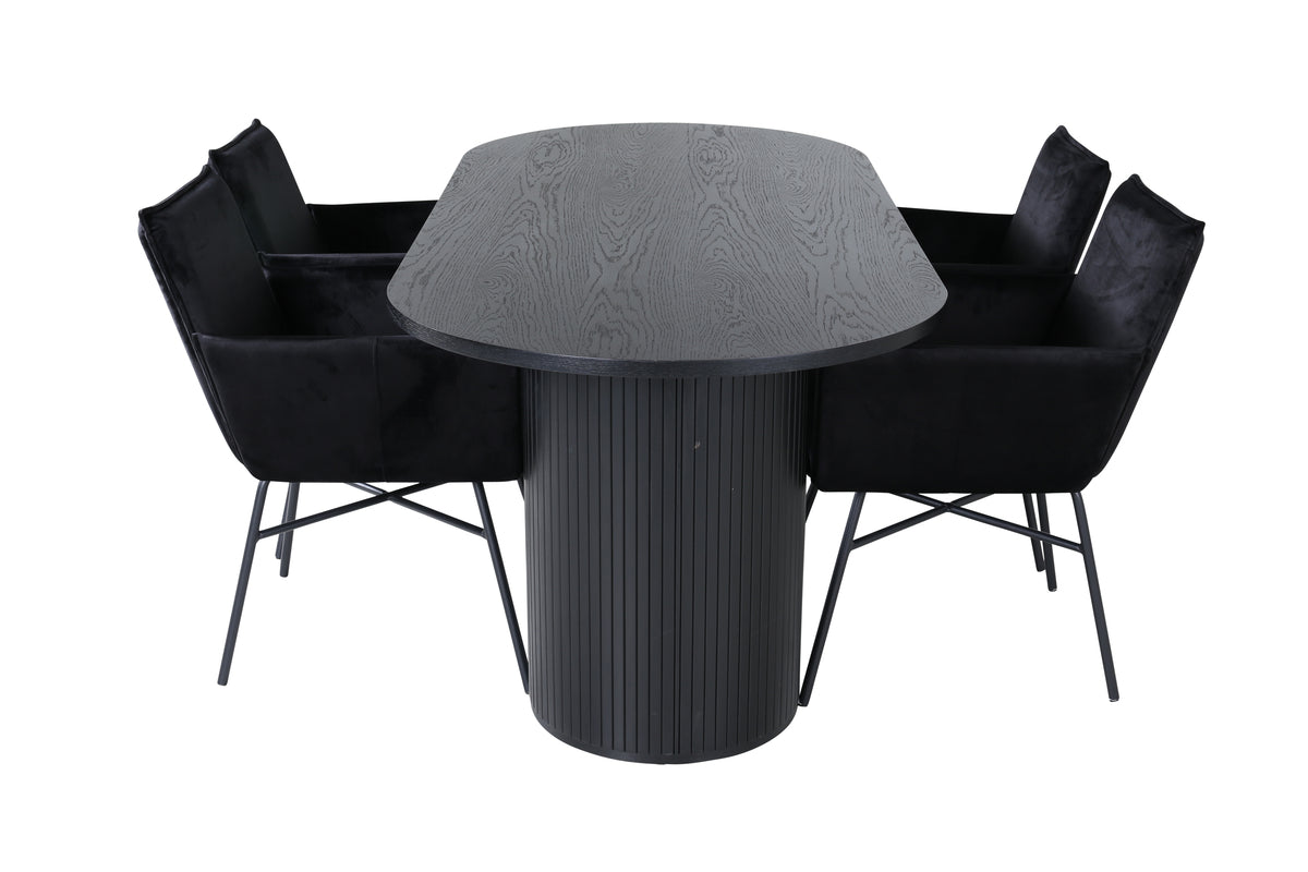 Venture Design Petra & Bianca Matstolar Svart + Matbord 90x200