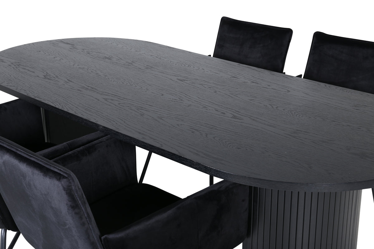Venture Design Petra & Bianca Matstolar Svart + Matbord 90x200