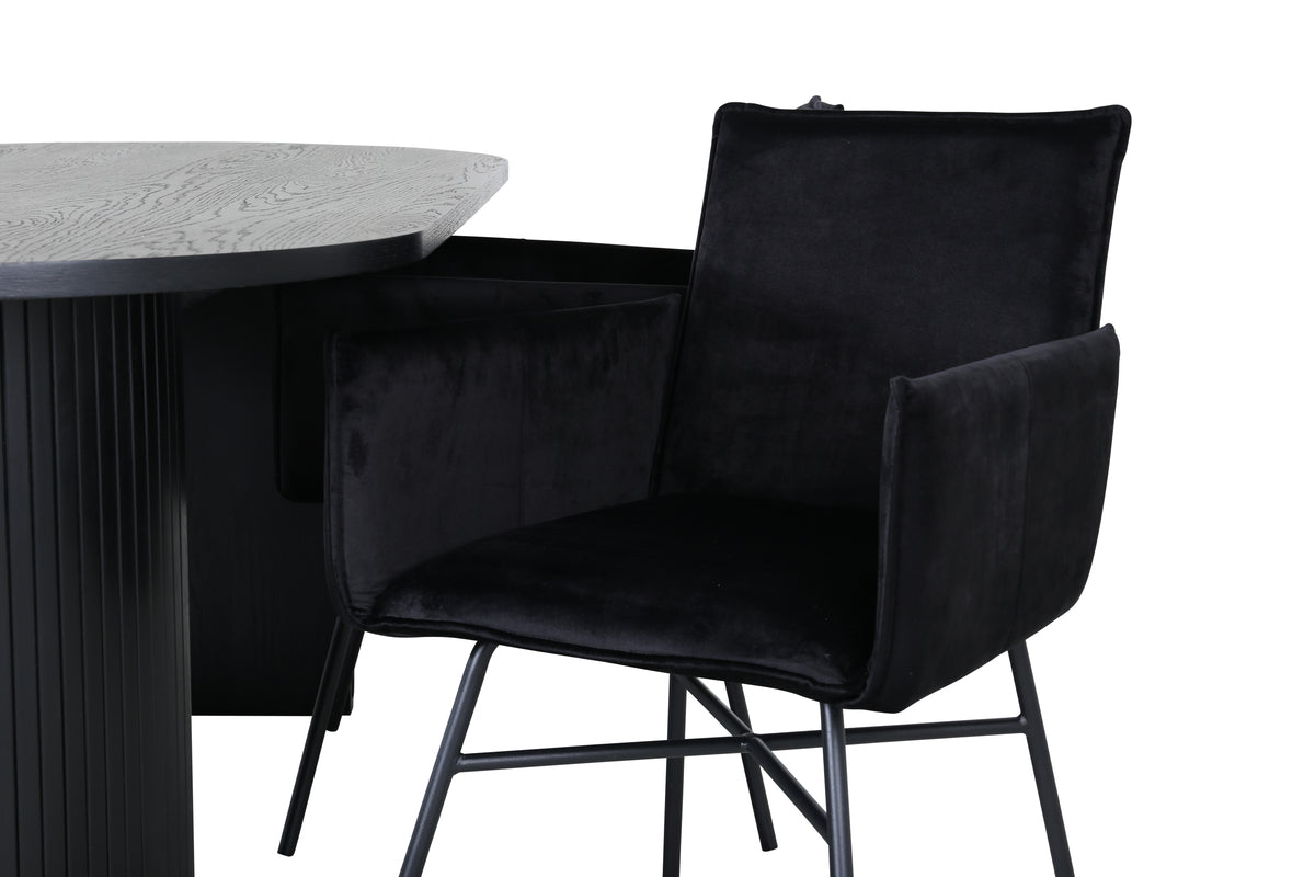 Venture Design Petra & Bianca Matstolar Svart + Matbord 90x200