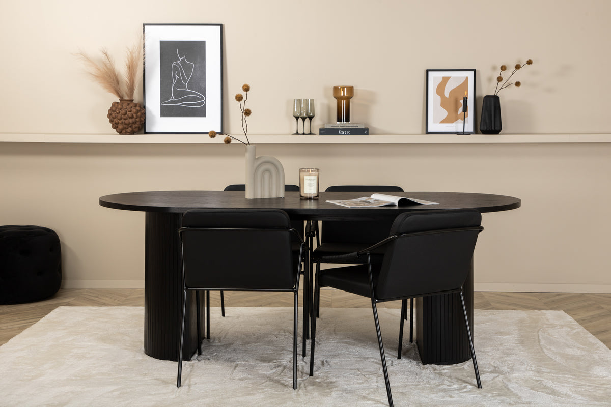 Venture Design Tvist & Bianca Matstolar Svart + Matbord 90x200