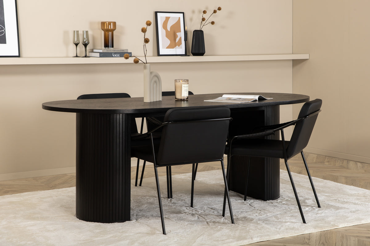 Venture Design Tvist & Bianca Matstolar Svart + Matbord 90x200