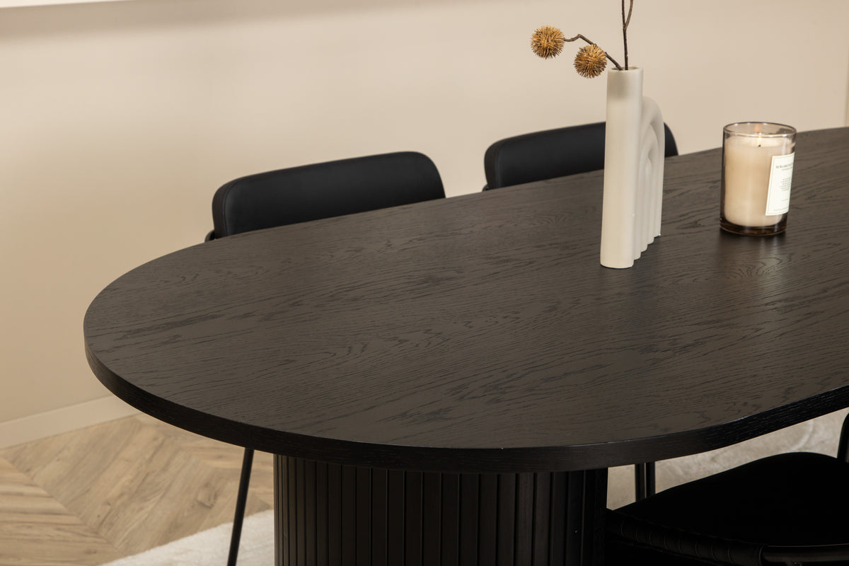 Venture Design Tvist & Bianca Matstolar Svart + Matbord 90x200