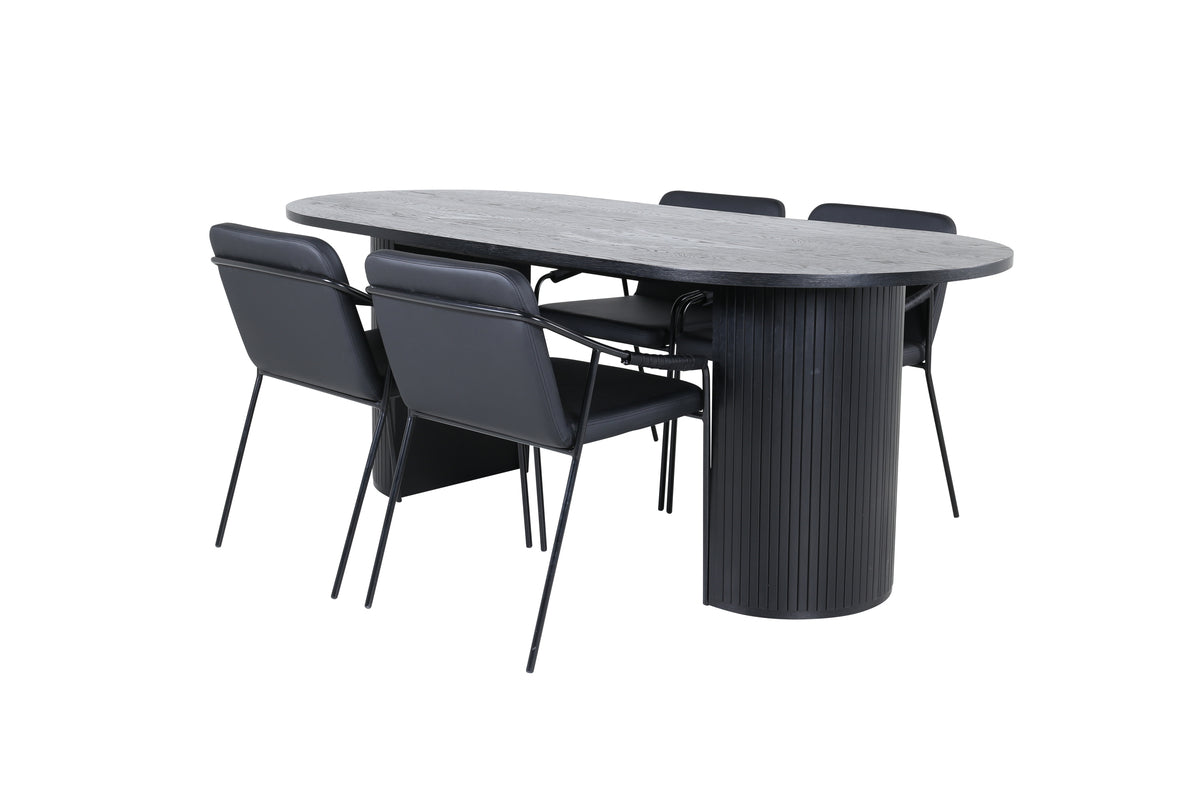 Venture Design Tvist & Bianca Matstolar Svart + Matbord 90x200