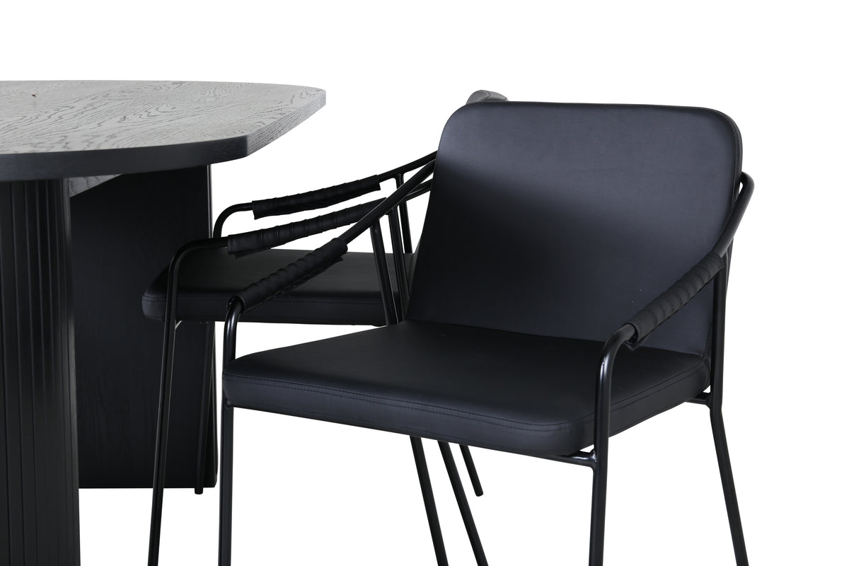 Venture Design Tvist & Bianca Matstolar Svart + Matbord 90x200