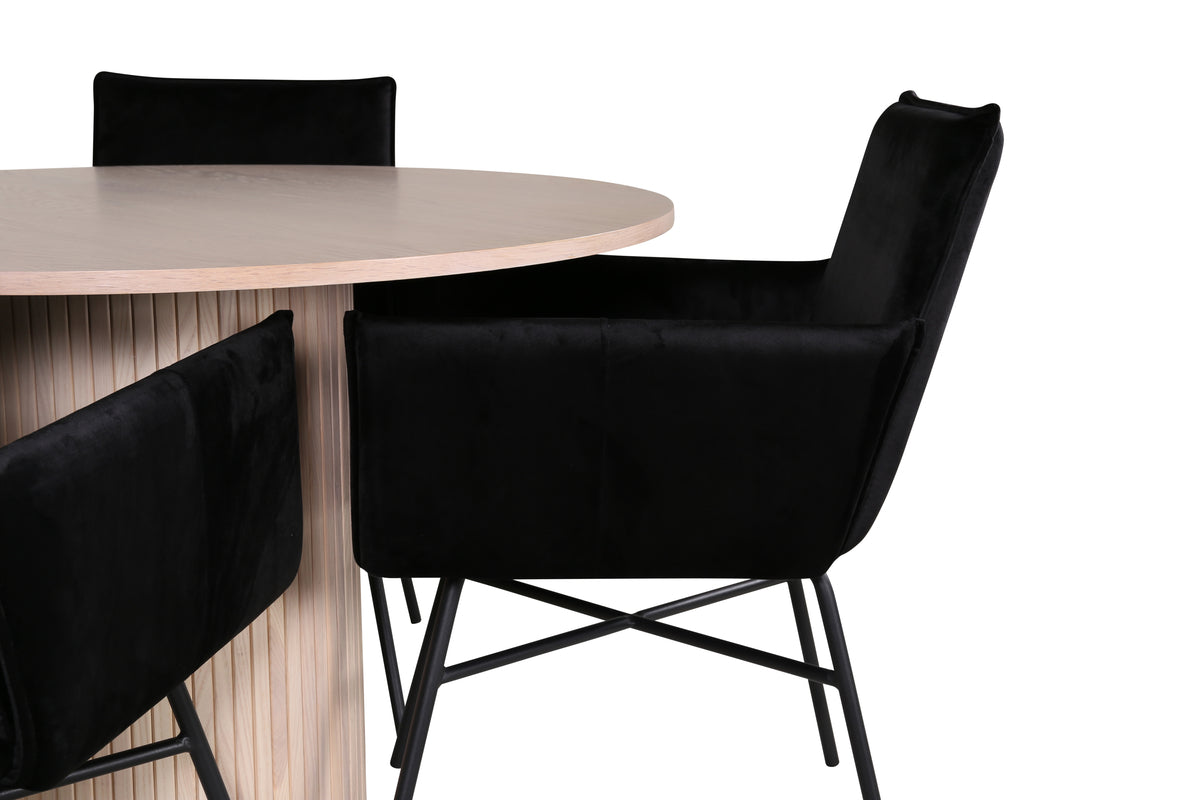 Venture Design Petra & Bianca Matstolar Svart + Matbord ⌀110