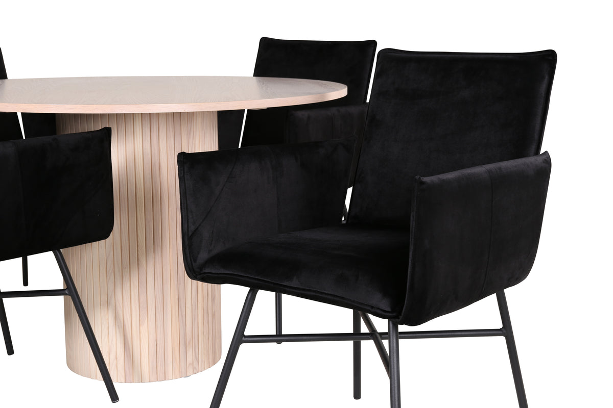 Venture Design Petra & Bianca Matstolar Svart + Matbord ⌀110