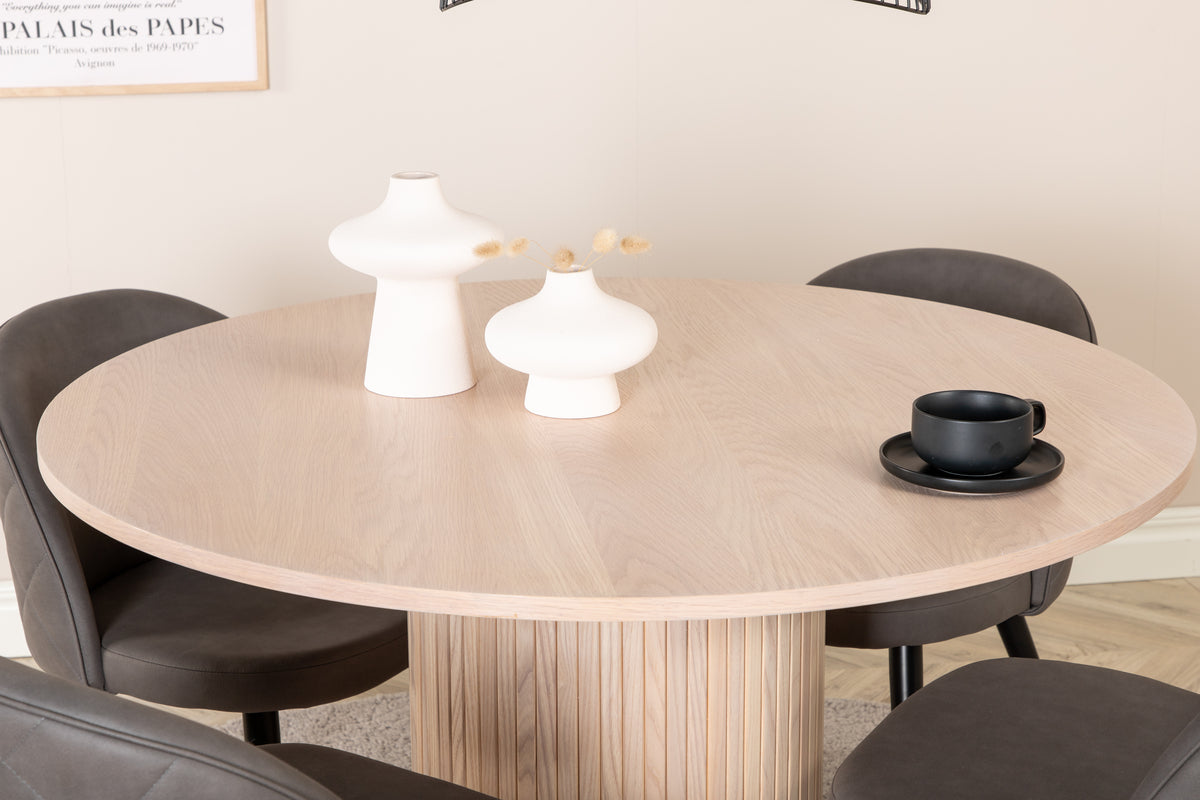 Venture Design Bianca & Velvet Matbord ⌀110 + Matstolar Grå