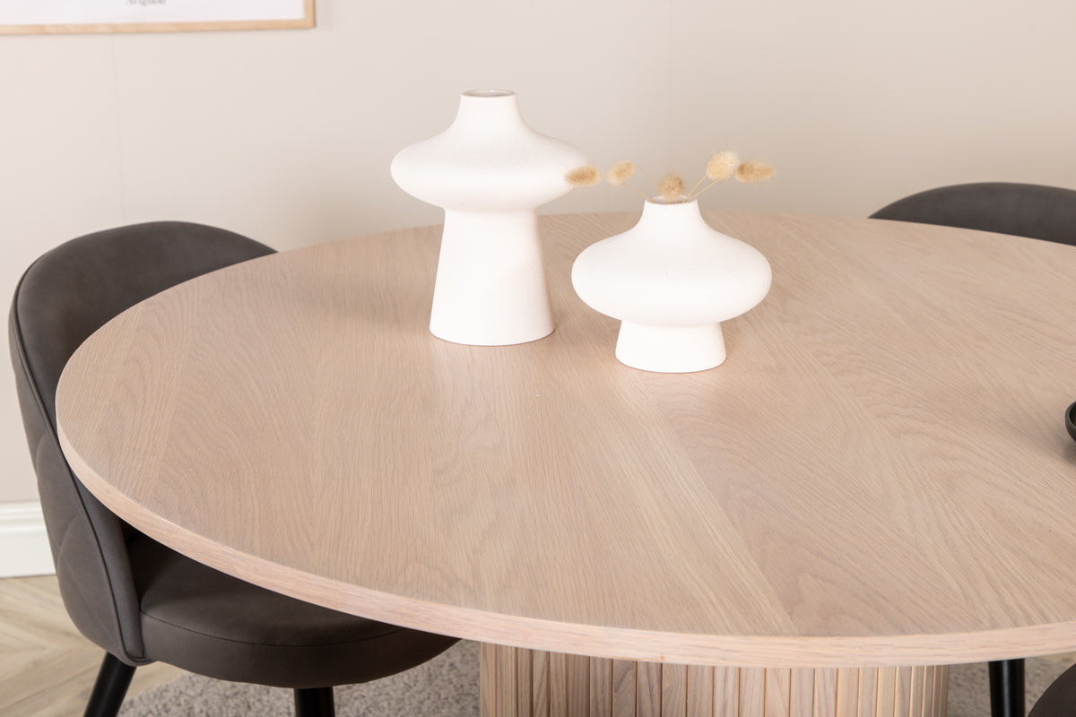 Venture Design Bianca & Velvet Matbord ⌀110 + Matstolar Grå