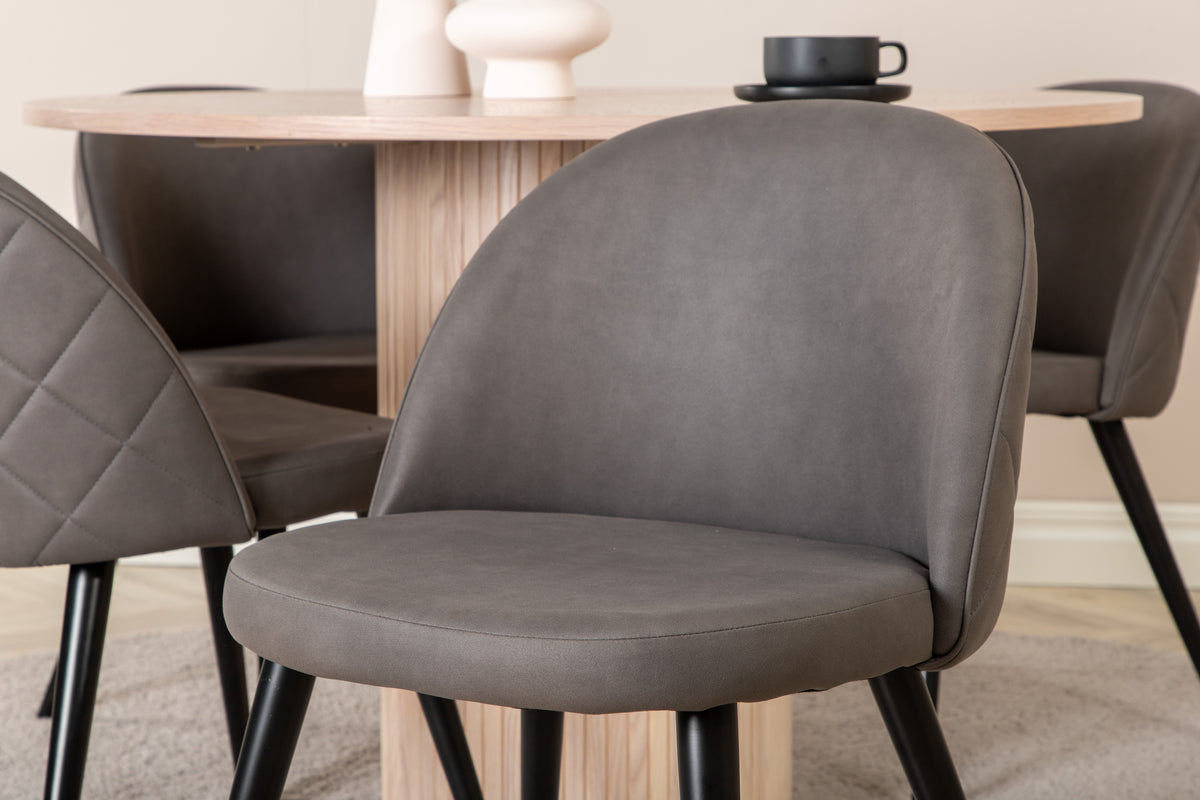 Venture Design Bianca & Velvet Matbord ⌀110 + Matstolar Grå